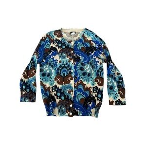 J. Crew Beige and Blue Wool Cardigan